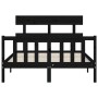 Estructura de cama con cabecero madera maciza negro 140x190 cm de vidaXL, Camas y somieres - Ref: Foro24-3193255, Precio: 169...