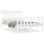 Estructura de cama con cabecero madera maciza blanco 120x200 cm de vidaXL, Camas y somieres - Ref: Foro24-3193332, Precio: 12...