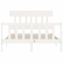 Estructura de cama con cabecero madera maciza blanco 120x200 cm de vidaXL, Camas y somieres - Ref: Foro24-3193332, Precio: 12...