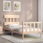 Estructura de cama con cabecero madera maciza 90x200 cm de vidaXL, Camas y somieres - Ref: Foro24-3193321, Precio: 86,20 €, D...
