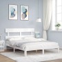 Estructura de cama con cabecero madera maciza blanco 160x200 cm de vidaXL, Camas y somieres - Ref: Foro24-3193542, Precio: 14...