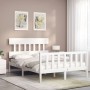 Estructura cama de matrimonio con cabecero madera maciza blanco de vidaXL, Camas y somieres - Ref: Foro24-3193307, Precio: 12...