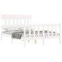 Estructura cama de matrimonio con cabecero madera maciza blanco de vidaXL, Camas y somieres - Ref: Foro24-3193307, Precio: 12...