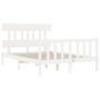 Estructura cama de matrimonio con cabecero madera maciza blanco de vidaXL, Camas y somieres - Ref: Foro24-3193307, Precio: 12...
