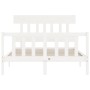 Estructura cama de matrimonio con cabecero madera maciza blanco de vidaXL, Camas y somieres - Ref: Foro24-3193307, Precio: 12...