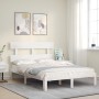 Estructura de cama con cabecero madera maciza blanco 120x200 cm de vidaXL, Camas y somieres - Ref: Foro24-3193527, Precio: 13...