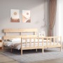 Estructura de cama con cabecero madera maciza 200x200 cm de vidaXL, Camas y somieres - Ref: Foro24-3193291, Precio: 141,96 €,...