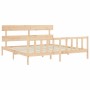 Estructura de cama con cabecero madera maciza 200x200 cm de vidaXL, Camas y somieres - Ref: Foro24-3193291, Precio: 141,96 €,...
