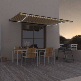 Toldo automático LED sensor de viento amarillo blanco 500x300cm en Toldos | Comprar online en Foru.es