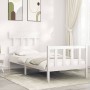 Estructura de cama con cabecero madera maciza blanco de vidaXL, Camas y somieres - Ref: Foro24-3193302, Precio: 98,76 €, Desc...