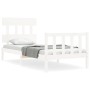 Estructura de cama con cabecero madera maciza blanco de vidaXL, Camas y somieres - Ref: Foro24-3193302, Precio: 98,76 €, Desc...