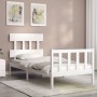 Estructura de cama con cabecero madera maciza blanco de vidaXL, Camas y somieres - Ref: Foro24-3193302, Precio: 98,76 €, Desc...