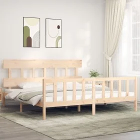 Bettgestell mit Massivholzkopfteil 200x200 cm von vidaXL, Betten und Lattenroste - Ref: Foro24-3193356, Preis: 141,67 €, Raba...