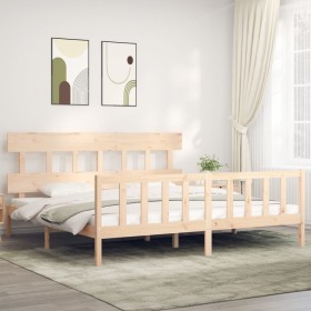 Estructura de cama con cabecero madera maciza 200x200 cm de vidaXL, Camas y somieres - Ref: Foro24-3193356, Precio: 143,35 €,...