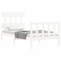 Estructura de cama con cabecero madera maciza blanco de vidaXL, Camas y somieres - Ref: Foro24-3193302, Precio: 98,76 €, Desc...