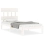 Estructura de cama con cabecero madera maciza blanco 90x200 cm de vidaXL, Camas y somieres - Ref: Foro24-3193582, Precio: 107...