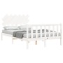 Estructura cama de matrimonio con cabecero madera maciza blanco de vidaXL, Camas y somieres - Ref: Foro24-3193437, Precio: 12...