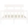 White solid wood bed frame with headboard 120x200 cm by vidaXL, Beds and slatted bases - Ref: Foro24-3193267, Price: 117,93 €...