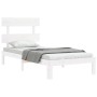 Estructura de cama con cabecero madera maciza blanco 90x200 cm de vidaXL, Camas y somieres - Ref: Foro24-3193517, Precio: 105...