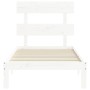 Estructura de cama con cabecero madera maciza blanco 90x200 cm de vidaXL, Camas y somieres - Ref: Foro24-3193517, Precio: 105...
