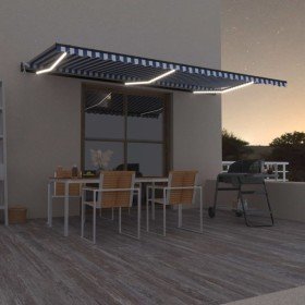 Toldo automático LED sensor de viento azul y blanco 600x300 cm en Toldos | Comprar online en Foru.es