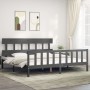 Estructura de cama con cabecero madera maciza gris 200x200cm de vidaXL, Camas y somieres - Ref: Foro24-3193358, Precio: 170,3...