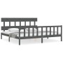 Estructura de cama con cabecero madera maciza gris 200x200cm de vidaXL, Camas y somieres - Ref: Foro24-3193358, Precio: 170,3...