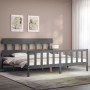 Estructura de cama con cabecero madera maciza gris 200x200cm de vidaXL, Camas y somieres - Ref: Foro24-3193358, Precio: 170,3...