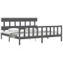 Estructura de cama con cabecero madera maciza gris 200x200cm de vidaXL, Camas y somieres - Ref: Foro24-3193358, Precio: 170,3...