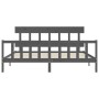 Estructura de cama con cabecero madera maciza gris 200x200cm de vidaXL, Camas y somieres - Ref: Foro24-3193358, Precio: 170,3...