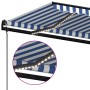 Toldo automático LED sensor de viento azul y blanco 600x300 cm en Toldos | Comprar online en Foru.es