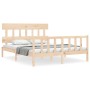 Estructura de cama de matrimonio con cabecero madera maciza de vidaXL, Camas y somieres - Ref: Foro24-3193341, Precio: 144,33...