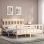 Estructura de cama de matrimonio con cabecero madera maciza de vidaXL, Camas y somieres - Ref: Foro24-3193341, Precio: 144,33...