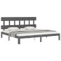 Estructura de cama con cabecero madera maciza gris 200x200 cm de vidaXL, Camas y somieres - Ref: Foro24-3193618, Precio: 173,...