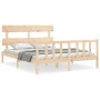 Estructura de cama de matrimonio con cabecero madera maciza de vidaXL, Camas y somieres - Ref: Foro24-3193276, Precio: 151,38...