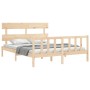 Estructura de cama de matrimonio con cabecero madera maciza de vidaXL, Camas y somieres - Ref: Foro24-3193276, Precio: 151,38...