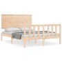 Estructura de cama de matrimonio con cabecero madera maciza de vidaXL, Camas y somieres - Ref: Foro24-3193371, Precio: 123,81...
