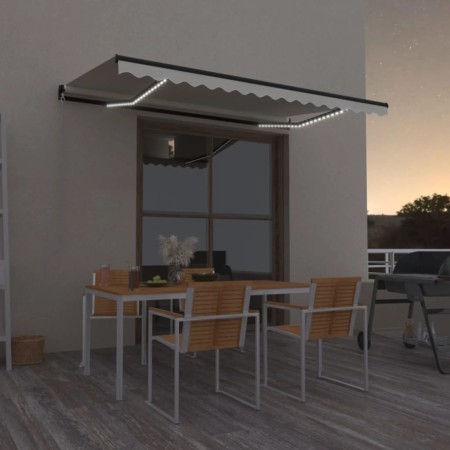 Toldo manual retráctil con LED color crema 400x350 cm en Toldos | Comprar online en Foru.es