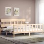 Estructura de cama de matrimonio con cabecero madera maciza de vidaXL, Camas y somieres - Ref: Foro24-3193351, Precio: 148,54...