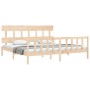 Estructura de cama de matrimonio con cabecero madera maciza de vidaXL, Camas y somieres - Ref: Foro24-3193351, Precio: 148,54...