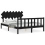 Estructura de cama con cabecero madera maciza negro 140x190 cm de vidaXL, Camas y somieres - Ref: Foro24-3193450, Precio: 175...