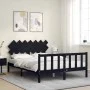 Bed frame with black solid wood headboard 140x190 cm by vidaXL, Beds and slatted bases - Ref: Foro24-3193450, Price: 173,44 €...