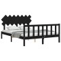 Estructura de cama con cabecero madera maciza negro 140x190 cm de vidaXL, Camas y somieres - Ref: Foro24-3193450, Precio: 175...