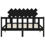 Estructura de cama con cabecero madera maciza negro 140x190 cm de vidaXL, Camas y somieres - Ref: Foro24-3193450, Precio: 175...