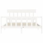 Estructura de cama con cabecero madera maciza blanco 160x200 cm de vidaXL, Camas y somieres - Ref: Foro24-3193347, Precio: 14...