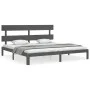 Gray solid wood bed frame with headboard 200x200cm by vidaXL, Beds and slatted bases - Ref: Foro24-3193553, Price: 172,52 €, ...