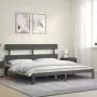 Gray solid wood bed frame with headboard 200x200cm by vidaXL, Beds and slatted bases - Ref: Foro24-3193553, Price: 172,52 €, ...