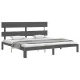 Gray solid wood bed frame with headboard 200x200cm by vidaXL, Beds and slatted bases - Ref: Foro24-3193553, Price: 172,52 €, ...