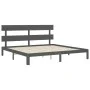 Gray solid wood bed frame with headboard 200x200cm by vidaXL, Beds and slatted bases - Ref: Foro24-3193553, Price: 172,52 €, ...