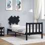 Estructura de cama individual con cabecero madera maciza negro de vidaXL, Camas y somieres - Ref: Foro24-3193430, Precio: 118...
